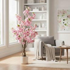 表參道春戀櫻花樹 120cm 仿真植栽 贈花盆, 粉, 1個