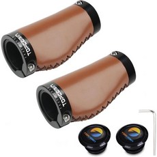 자전거 핸들 그립 손잡이 2개 세트 90mm 길이 핸들바 짧은 미니 이색 고무 인체공학적 디자인, Hand-Sewn ATF Leather(Brown 90, 1개