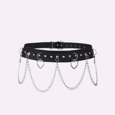 벨트 허리띠 여성용 문 펜던트 체인 프린지 고스 펑크 블랙 PU 가죽 빈티지, free, Black 2, Black 2