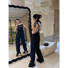 웨이브 전신거울 옷가게 피팅룸 거울 물결 비정형 카페 밀크화이트 60x170cm, 골든그레이 60x170