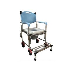 【海夫健康生活館】杏華 不鏽鋼 便椅洗澡椅 專利橫推把 掀手 塑輪 塑背(ST021-5TQ), 1個