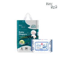 BZU BZU絲柔乾爽黏貼型紙尿褲, 1個, S:56片/包(送濕巾80抽)
