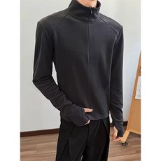秋冬重磅保暖德絨長袖打底衫 男款半高領拉鍊外套 健身T恤修身上衣