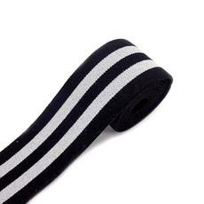 [청라핸즈] 스판밴딩 엘라스틱 허리고무밴드 4x90cm 블랙&백색두줄, 1개