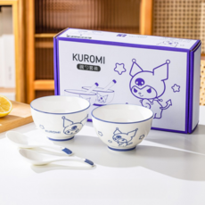 [산리오] 쿠로미 도자기 선물세트 (밥그릇2P+주걱2P)