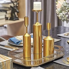 拾光優選好物 電鍍燭臺六件套 婚禮桌面擺件 家居裝飾 燭光晚餐 燭臺婚慶擺件, 燭臺套裝-叁支