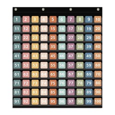 100개의 포켓과 150개의 보호 양면 번호 카드가 포함된 ANCOMEDO 100 포켓 차트 교실 홈 카운팅 및 정리용 1-100 차트 블랙-100 포켓, 100 pockets