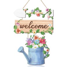 TOARTi Welcome Spring Flower Front Door Sign Hanging(11.4''x16'') Blooming Flowers Wall Wood Deco, TOARTi Welcome Spring Flower F