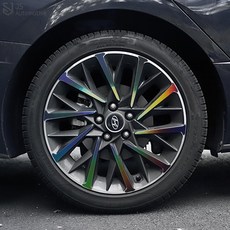 [비브랜드] 피그파인더 프리즘 휠마스크 17 18인치 바퀴 전용 스티커 기스방지 흠집커버 튜닝 몰딩 차량용품 쏘나타DN8 호환, 블랙홀로그램_18인치