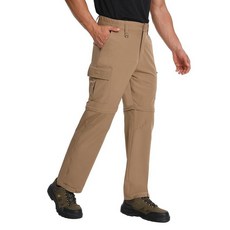 남성용 하이킹 팬츠 컨버터블 퀵 드라이 지퍼 오프 전술 카고 팬츠 방수 경량 아웃도어 팬츠 6포켓 포함 카키 30 x 30