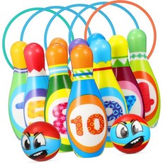 케이수 볼링 핀 공 반지 안전 야외 실내 게임 재미 가족 활동 교육용 놀이 남아용 무작위 색상, 케이수 볼링 핀 공 반지 안전 야외 실내 게임 재미 가