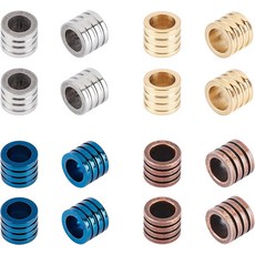 스테인리스 컬럼 비즈 믹스 컬러 홈 가공 대구멍 10~11x8~10mm 구멍 6.5~7mm 16개 목걸이 팔찌 공예 DIY, 1개, 색상