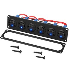 DAIERTEK 보트 스위치 트럭 UTV 자동차 패널 해양 12V OFF SPST 12 20A LED 로커 ON, Blue Switch Panel
