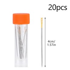 MIUSIE 37/40/42mm 이중 구멍 바느질 바늘 노인 바늘 스테인레스 스틸 크로스 스티치 바늘 얇은 바늘 바느질 도구, 40mm 20개