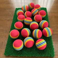 무지개 줄무늬 연습용 스폰지 골프 안전공 스윙볼 20P 세트, 1세트, 42mm 레드