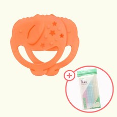 플렉사 아기띠 침받이 치발기+빨대60P, 플렉사 코끼리 치발기_오렌지+빨대60P, 1개, 단품