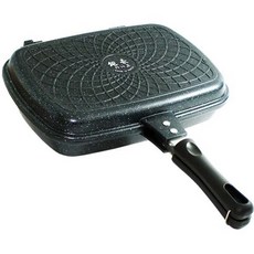 鉅豪 可拆式韓國大理石紋不沾雙面加大鍋 露營烤肉煎烤平底鍋, 1組, 32cm