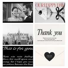 포포샵 감성 메세지 카드 편지지+봉투+스티커 세트, 20개, 모던 블랙