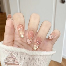 DFMEI 純欲甜酷穿戴甲純手作短款美甲簡約清新甜美穿戴式甲片假指甲, 1組, Z352-甜酷豹紋:30片【M/S/XS】成品條