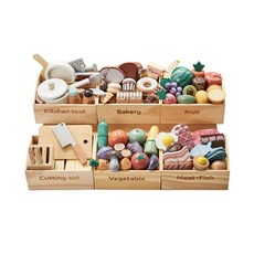 국내백화점 키앤비 장난감 모더닉 우든 자석 자르기 모음 선물, 5 모더닉 요리도구