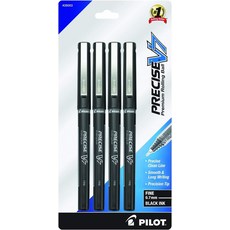 파이롯트 PILOT 정밀 V7 캡이 달린 액체 잉크 롤러볼 펜 파인 포인트 0.7mm 검은색 4팩 - 학교 저널링 및 사무실 글쓰기에 이상적입니다, 4 Count (Pack of