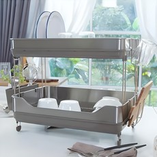 4BNK 框架碗盤瀝水架 B型, 2層, 深灰色