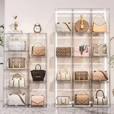 包包收納盒 置物箱 透明收納盒 收藏品收納 透明展示櫃 磁吸收納櫃 公仔展示櫃 包包收納盒透明防塵柜子多層存放神器奢侈品, 1個