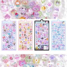 3D 스티커 귀엽고 반짝이는 데코 보상 DIY용 소녀용 스크랩북용 장식용 내구성 있는 PVC 에폭시 수지 세트 10개 A 2650126, 세트 4 - A