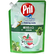 프릴 시크릿 오브 베이킹소다 주방세제 그린허브향 리필, 1L, 4개