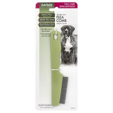 Safari 美國狗狗跳蚤梳 - 有效除蚤，寵物梳毛梳，按摩肌膚，減少掉毛，適用於短/中毛髮, 綠色, 1個
