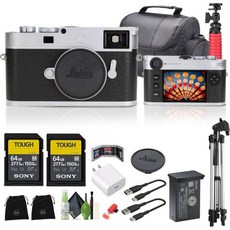 라이카 M11P 레인지파인더 카메라 실버 번들 구성 64GB 메모리 카드 2개 케이스 72인치 삼각대 지갑 USBC 케이블 청소 키트 12인치, 라이카 M11P 레인지파인더 카메라 실버 번들 구성 6