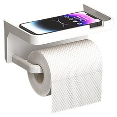 끌레르비 무타공 핸드폰 거치 휴지걸이, 화이트, 1개