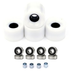 베어링 및 스페이서가 있는 스케이트보드 크루저 휠용 롱보드 휠 4종 세트 스케이트보드 휠 스트리트 휠, 화이트 휠 블랙 코