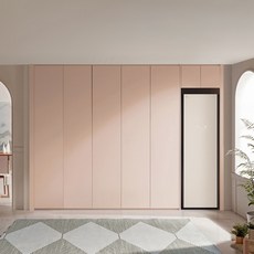 보루네오 스타일러 무몰딩 붙박이장 390cm 13자 E0등급, 로투스핑크 390cm, 슬림바
