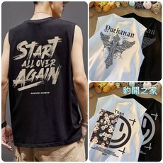 豹開之家 男生背心 無袖背心 潮牌籃球印花寬鬆坎肩夏季運動T恤 B43