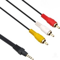 4극 3.5mm to RCA 3선 변환케이블 신호변경 음향 선 3RCA 스테레오, 5m, 1개