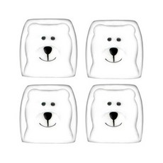 雙層耐熱玻璃泰迪熊燒酒玻璃 4 件套, 泰迪熊 4p, 4個