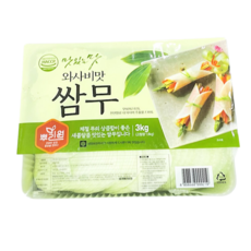 뿌리원 쌈무 와사비맛 3k 업소용 식당용, 1, 3kg