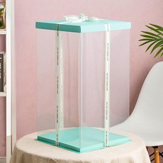 투명 케이크 상자 꽃다발 포장 대형 원통 원형 선물, 1개, 블루 1 개