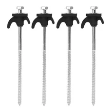 MuqiNh 4pcs 야외 텐트 네일 스크류 앵커 페그 나사 그라운드 탄소강 육각 플라스틱 헤드, 06 4Pcs Black-20cm