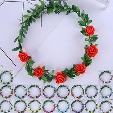 꽃 화관 머리띠 브라이덜샤워 생일파티 오늘의 주인공은 여신 아름다움을 머리에 살포시 파티소품 머리장식, 1개, 옐로우푸치샤