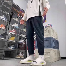 美式潮牌速乾運動長褲男冰絲透氣籃球健身休閒布克訓練九分褲子夏