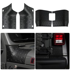 LitMiRaCle 지프 카울 바디 아머 아우터 코잉 커버 및 후면 코너 가드 세트 2018-2024 지프 랭글러 JL 사하라 스포츠 루비콘 외부 액세서리 부품 블랙 4