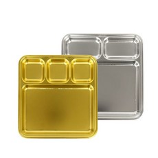 [SB수빈스토어] 스텐 트레이 3칸 4칸 나눔접시 스텐그릇 스텐접시 스테인레스접시 캠핑접시, 원리빙 트레이3칸(티타늄)