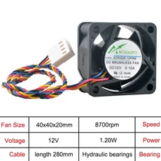 ACP4020 12PWM ACP4020 24PWM 4cm 40mm 팬 40x40x20mm DC12V/24V 4핀 8700/9500/12500rpm 쿨링 팬 섀시 CPU, 01 DC12V hydraulic