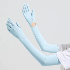 UV 차단 오픈형 쿨토시 손가락 손목 오픈 여성용 냉감 팔토시 운전용, 1개, 스카이 블루