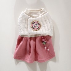 마켓늘 강아지 설날 배자 한복, (원피스)핑크