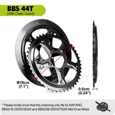 BAFANG 체인링 36T 42T 8FUN BBS01 750W 중반 모터 Ebike 부품, 01 빠른  Mainland, 02 44T With Chain Guard