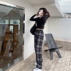 멋스러운 체크방한 여성융털바지 겨울털바지 여성방한바지 방한바지 안감털