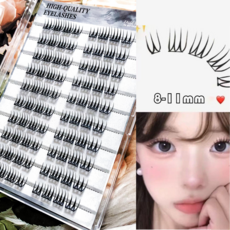 초경량 노글루 속눈썹 또렷한 A형 포인트 아이돌 아이래쉬 풀이 필요없는 속눈썹 8-11mm 80pcs, 1개